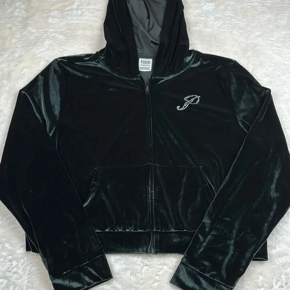 PINK Victoria's Secret Black Velvet Cropped Coat - Picture 3 of 13